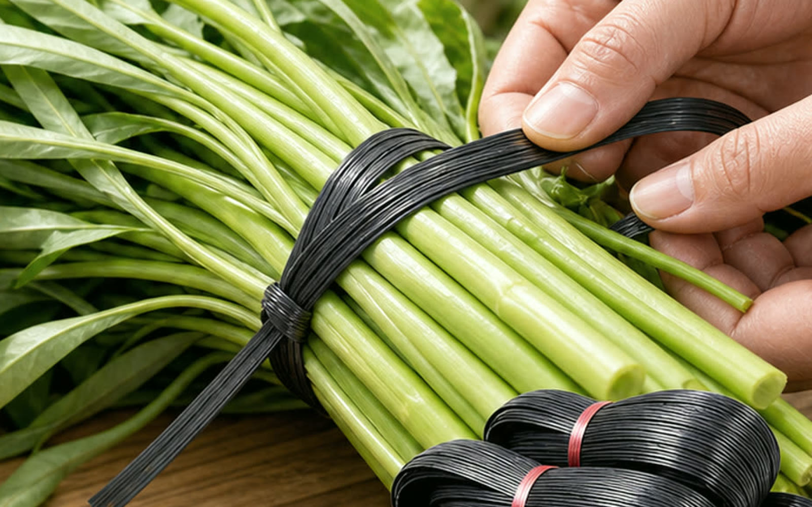 Black tying twine detail