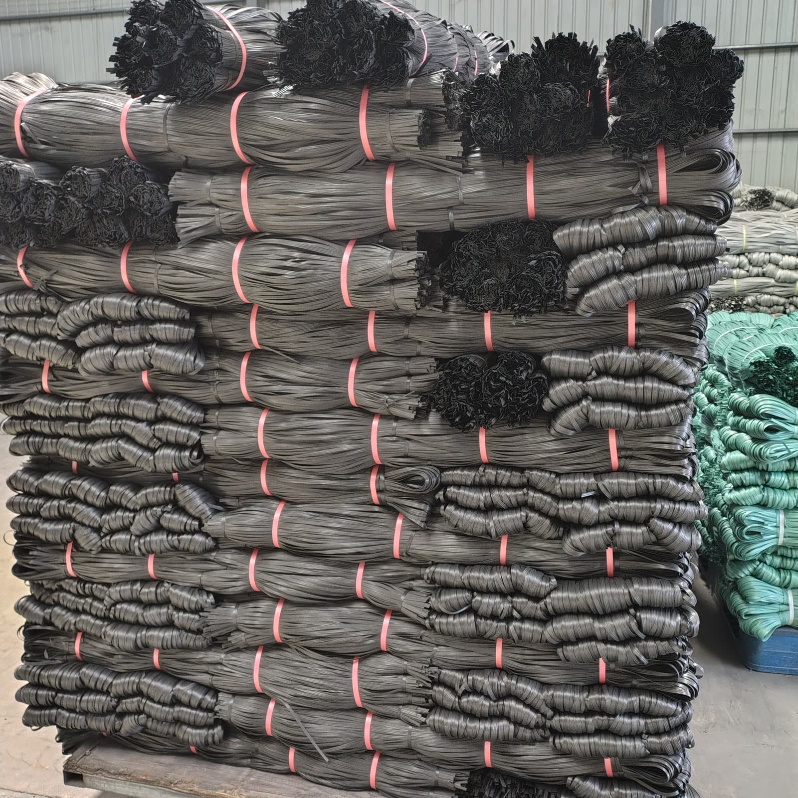 Factory stock of plastic tying and bundling products